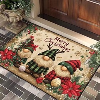 Tapis de Noël en velours cristal antidérapant lavable en machine pour porche, décoration de salon Père Noël