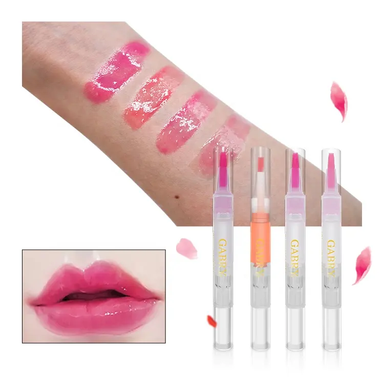 Wholesale lip gloss tubes 5ml with box and logo pink lips permanent light lip gloss