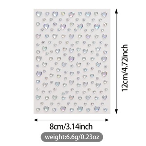 1 pièce de <span class=keywords><strong>strass</strong></span> en cristal 3D auto-adhésifs scintillants |   Autocollants pour le visage et le corps, mini autocollants en forme de cœur, pierres précieuses, <span class=keywords><strong>maquillage</strong></span> multicolore - Product Image 6