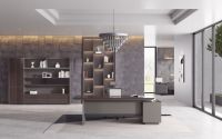 Bureau de direction en MDF au design moderne, personnalisable OEM, bureau informatique commercial convertible, extensible et modulaire, à profil bas