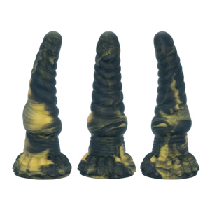 <span class=keywords><strong>Dildo</strong></span> de Silicona Suave con Diseño Trenzado en Negro y Dorado - Product Image 6
