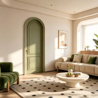 Porte intérieure cintrée sur mesure en HDF/MDF, couleur Morandi, laquée, insonorisée, finition bois, pour villa, appartement, chambre
