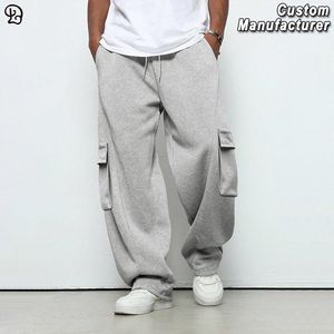 <span class=keywords><strong>Pantaloni</strong></span> Sportivi Larghi da Uomo Grigio Heather, Gamba Larga, Casual, <span class=keywords><strong>con</strong></span> Coulisse, Vestibilità Ampia, Stile Streetwear, Joggers <span class=keywords><strong>con</strong></span> Tasche Laterali - Product Image 1