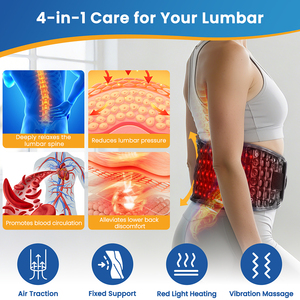 Massaggiatore Lombare Senza Fili, Gonfiabile, Riscaldato e Vibrante, Supporto per Decompressione della Schiena, Cintura Massaggiante per Alleviare il Dolore alla Vita - Product Image 2