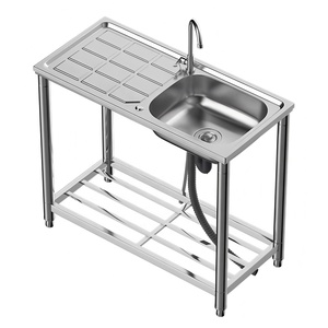 Lavello Portatile Multifunzionale in <span class=keywords><strong>Acciaio</strong></span> Inox per Cucina e <span class=keywords><strong>Bagno</strong></span>, con Piano d'Appoggio - Product Image 6