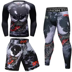 Mannen shorts mannen leggings strakke volledige gedrukt lange mouwen rash guard