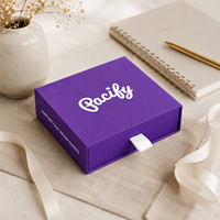 Caja de Regalo Rígida Morada Mate Personalizada con Cajón Deslizante, Embalaje Personalizado Reciclable y Reutilizable para Eventos Corporativos y Regalos Promocionales