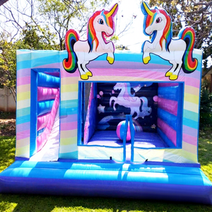 Castillo inflable comercial con tobogán, combo de juegos inflables para fiestas infantiles al aire libre, con diseño de unicornio. - Product Image 1