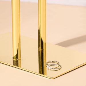 Exhibidor de Joyería, Soporte para Pulseras, Torre de Joyería Acrílica Transparente de 2 Niveles, Exhibidor de Mesa de Metal Dorado - Product Image 6