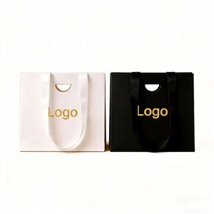 Factory Direct Customizable Gold Logo Paper Shopping <b>Bag</b> With Ribbon Handle Elegant Ideal for Boutique & Jewelry Packaging - Product Image 2