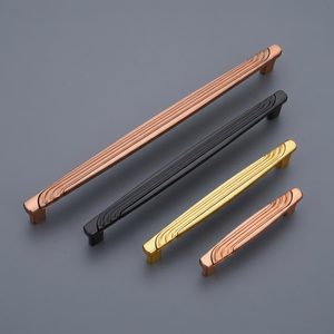 Modern Textured Cabinet Bar <b>Pulls</b> Nordic Style Black and Rose <b>Gold</b> Furniture for Kitchen Cupboard and Dresser <b>Drawers</b> - Product Image 1