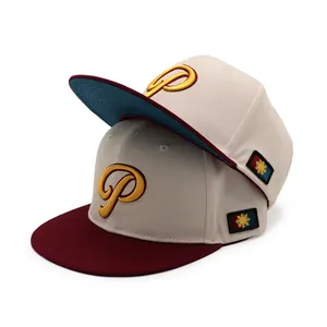 Mens Flat Bill High Quality Custom 3D Embroidery Logo Embroidered Your Own Design Customize Snapback Hat Cap