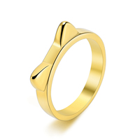 Bijoux simples - bague pour femme en acier inoxydable avec oreilles de chat mignonnes - bague pour l'index - décoration pour la main - en stock