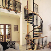 Escalier Prima Sprial Escalier en colimaçon d'intérieur fantaisie Escalier en bois avec kits de mains courantes Escaliers en colimaçon d'intérieur