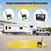 Sistem Kamera Mundur Nirkabel 7 Inci 1080P dengan Empat Kamera untuk Truk Berat, Bus, Trailer, RV, Monitor Bantuan Parkir