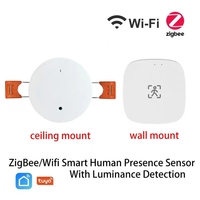 Capteur de mouvement de présence humaine Wifi Zigbee, portée de détection 0.3-9m, luminosité 0-2000 LUX, 5/110/220V, Tuya Smart Life, domotique