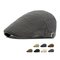 Venta al por mayor sólido en blanco Newsboy sombreros para hombres gorra plana 100% sarga de algodón ajustable ligero irlandés taxista hiedra conducción sombrero de caza