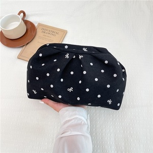 Women Polka Dot PU Clutch Bag Ruched Frame Handbag <b>Cute</b> Bow Embroidery Evening <b>Purse</b> For Daily Dating - Product Image 4
