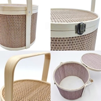 Boîte à lunch en bambou écologique, panier de pique-nique minimaliste moderne avec poignée, panier de rangement pour fleurs, panier cadeau de Noël