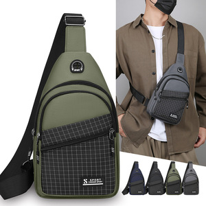 Men's Chest Bag Nylon Plaid Waterproof Outdoor Commuter Crossbody Bag - Product Image 1