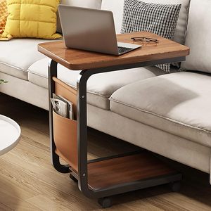 Metal Wooden Wood Modern Mobile <b>Coffee</b> <b>Tables</b> Mini Corner Small square Sofa Side <b>Table</b> Computer Bedside <b>for</b> Living Room - Product Image 1