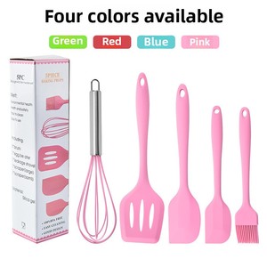 Set peralatan dapur silikon, lima buah alat memasak memanggang termasuk pengocok telur Spatula Steak sampel gratis - Product Image 4