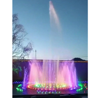 Fuente de Agua Circular Musical para Jardín Exterior con Iluminación LED de Colores y Chorro Alto Danzante en el Centro