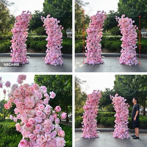 Arche de fleurs artificielles rose en forme de corne, prête à être expédiée depuis les États-Unis, avec <span class=keywords><strong>des</strong></span> <span class=keywords><strong>roses</strong></span>, <span class=keywords><strong>des</strong></span> hortensias et <span class=keywords><strong>des</strong></span> pivoines. - Product Image 3