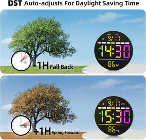 Reloj de Pared Digital Redondo Grande, 11 Colores RGB, Control Remoto, Brillo Automático, Temperatura, DST, Luz Nocturna, <span class=keywords><strong>Temporizador</strong></span> de <span class=keywords><strong>Cuenta</strong></span> Regresiva - Product Image 6