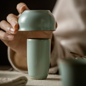 Tianqing Ru Kiln Ceramic Tea <b>Cup</b> <b>Set</b> 2 Piece Crackle Glaze Kung Fu Tea Tasting <b>Cup</b> For Tea Ceremony Training - Product Image 2