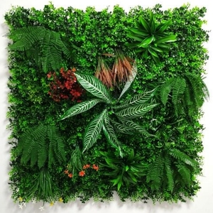 Anti-UV Plastic Artificial Grass <b>Wall</b> Custom-size Artificial Green Grass With Mini <b>Flower</b> Home Office Decor - Product Image 2