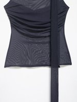 ZEVITY Nouvelle Collection Été 2026 – Gilet sans Manches Plissé en Maille Transparente pour Femme – Haut Chic à Bretelles – Livraison Directe