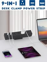 Pince de bureau 3 prises CA Pince multiprise de bureau Station d'alimentation de charge USB Pince de protection contre les surtensions Prise d'alimentation