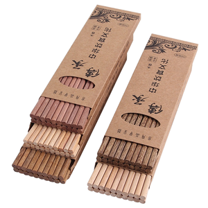 Ensemble de baguettes chinoises en bois naturel écologiques avec logo personnalisé, style japonais, 10 paires, emballage en boîte en papier, cadeaux d'affaires - Product Image 1