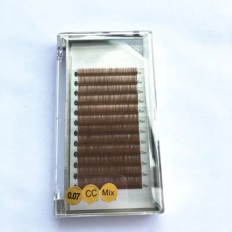 Pabrik Tiongkok Cerpelai Sutra Coklat Ekstensi Bulu Mata Oem Grosir dengan Label Pribadi Kotak Bulu Mata