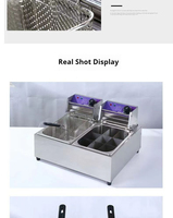 Equipo de cocina comercial Freidora eléctrica de acero inoxidable Nuevo con tanques dobles para restaurante y uso doméstico 10L proporcionado
