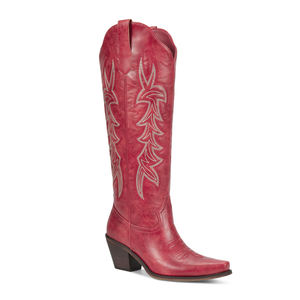 Botas Vaqueras Bordadas WETKISS OEM para Mujer, Botas Altas hasta la Rodilla con Punta en Pico, Tacón Grueso, Botas de Vaquera para el Día del Partido - Product Image 1