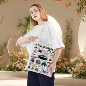 BWWKTOP Sac fourre-tout en toile à motif de tête de requin - Cadeau pour les amateurs de requins - Sacs d'épicerie réutilisables - Product Image 3