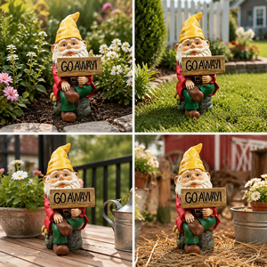 Figurine de jardin en résine peinte à la main, gnome avec chapeau en forme de champignon rouge et petite fleur escargot, décoration toute l'année, vente en gros - Product Image 3