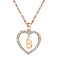 Couple Cadeau Lettre Style Anglais Zircon Initiale Alphabet Pendentif Collier chaîne Diamant coeur lettre amour chandail collier
