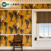 Papier peint non tissé de luxe, design grue chinoiserie, sans PVC, écologique, pour la décoration de la maison et des hôtels
