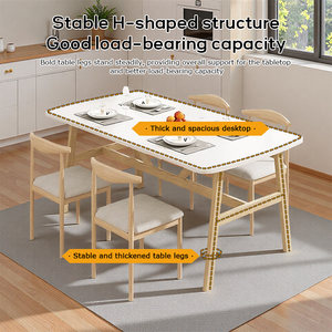 Table à manger en noyer avec pieds en acier carbone, mobilier de restaurant pour la maison et le café - Product Image 5