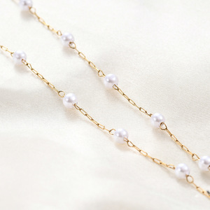 Collier de perles pour femmes, plaqué or 18 carats, acier inoxydable, collier ras du cou en perles, petit collier de perles artificielles et bracelet assorti - Product Image 4
