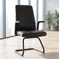 Chaise de visiteur en cuir noir de fournisseurs de chaise de bureau stable fixe de salle de conférence commerciale pour le bureau exécutif