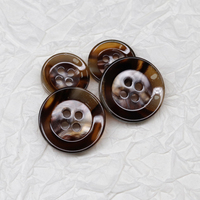 Kancing Resin Mutiara Hitam Kopi Biru Khaki Berkualitas Tinggi Bentuk Bulat 4 Lubang Kancing Jas Klasik Mendukung Kustomisasi