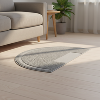 Tapis de bol pour animaux de compagnie moderne, doux, demi-circulaire, en PVC, antidérapant, imperméable, lavable