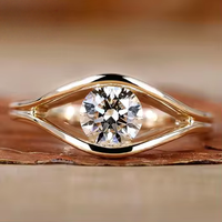 0,5-3 Karat Runder Schliff Augenmotiv Offener Halb-Fassung IGI-Zertifizierter CVD/HPHT Labor-Gezüchteter Diamant-Verlobungsring Maßgefertigt 14K/18K Massivgold
