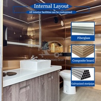 Promotion : Remorque WC Mobile de Luxe à 4 Postes, Toilettes Portables avec Évier et Miroir pour Événements Extérieurs, Camping et Festivals