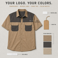Chemise de travail à manches courtes pour homme avec logo personnalisé, contraste bicolore, poche et impression brodée, uniforme industriel OEM