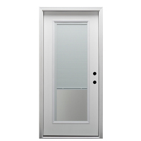 Portes extérieures pré-assemblées en fibre de verre à double vitrage pour maisons, portes d'entrée extérieures avec volets roulants et mini stores